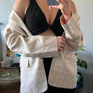 Vintage Linen Cream and Peach Blazer